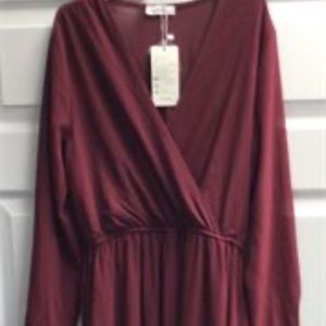 Double Chic Women's Casual Maxi Dress Deep V Neck Wrap - Small